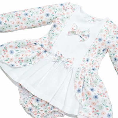 Baby Girl Pink Cotton Floral Dress with Pants "MYD25227"