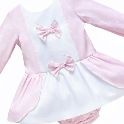 Baby Girl Pink Flower Print Dress with Pants "MYD25228"