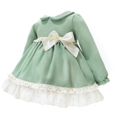 Baby Girl Green Soft Cotton Puff Ball Dress with Pants "MYD25233"