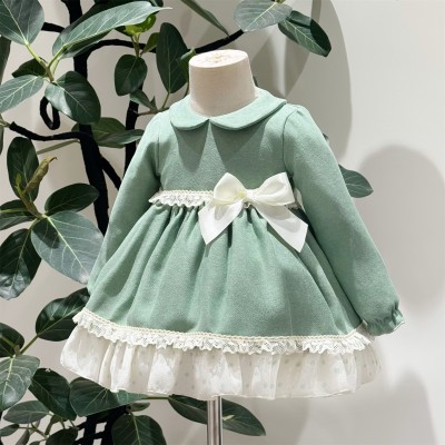 Baby Girl Green Soft Cotton Puff Ball Dress with Pants "MYD25233"