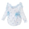Baby Girl White Blue Sheep Print Frilly Shoulder Romper "MYD25234"