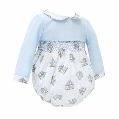 Baby Boy Blue Rocking Horse Print Romper "MYD25253"
