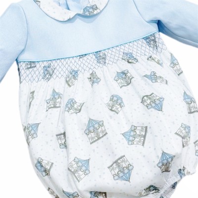 Baby Boy Blue Rocking Horse Print Romper "MYD25253"