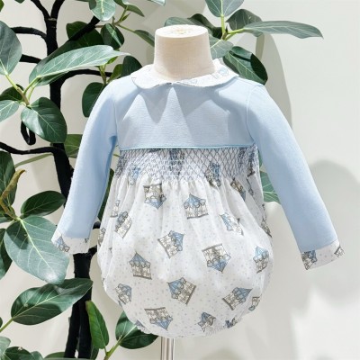 Baby Boy Blue Rocking Horse Print Romper "MYD25253"
