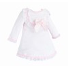Baby Girl Pink Waffle Dress Satin Bow and Lace Details "2530"