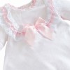Baby Girl Pink Waffle Dress Satin Bow and Lace Details "2530"