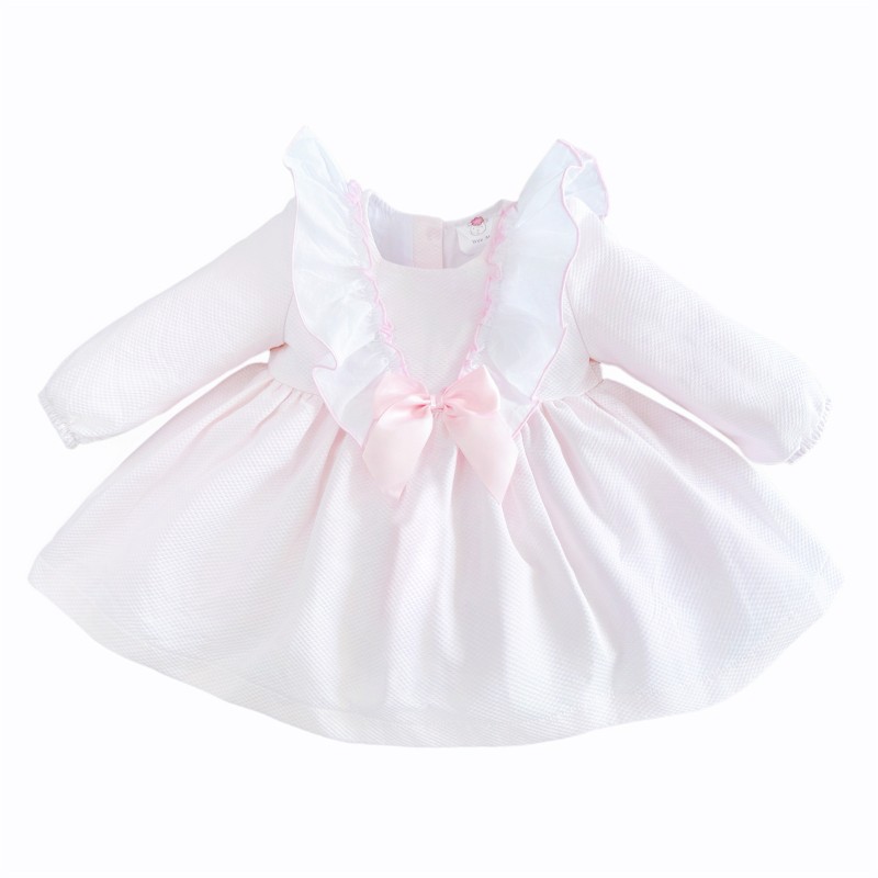 Baby Girl Pink Waffle Big Frilly Collar Dress "2532"