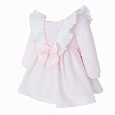 Baby Girl Pink Waffle Big Frilly Collar Dress "2532"