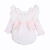 Baby Girl Pink Waffle Frilly Shoulder Romper "2533"