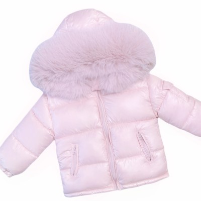 Baby Girl Pink Puffer Coat with Faux Fur Hood "MYD409P"