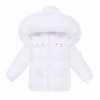 Baby Unisex White Puffer Coat with Faux Fur Hood "MYD409W"