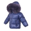 Baby Navy Puffer Coat with Faux Fur Hood "MYD409N"