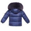 Baby Navy Puffer Coat with Faux Fur Hood "MYD409N"