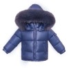 Baby Navy Puffer Coat with Faux Fur Hood "MYD409N"