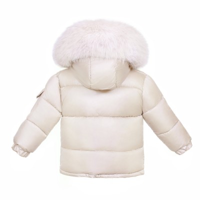 Baby Champagne Colour Puffer Coat with Faux Fur Hood "MYD409CH"