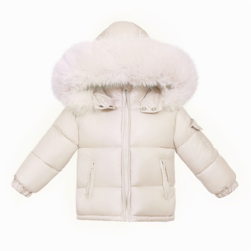 Baby Champagne Colour Puffer Coat with Faux Fur Hood "MYD409CH"
