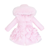 Baby Girl Pink Frilly Bottom Coat with Faux Fur Hood "MYD415 Pink"