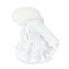 Baby Girl White Frilly Bottom Coat with Faux Fur Hood "MYD415 White"