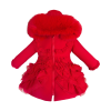 Baby Girl Red Frilly Bottom Coat with Faux Fur Hood "MYD415 Red"