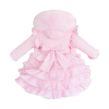 Baby Girl Pink Frilly Bottom Coat with Faux Fur Hood "MYD416 Pink"