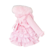 Baby Girl Pink Frilly Bottom Coat with Faux Fur Hood "MYD416 Pink"