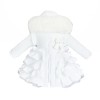 Baby Girl White Frilly Bottom Coat with Faux Fur Hood "MYD416 White"