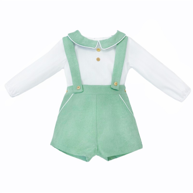 Baby Boy Green Cozy Cotton Brace Shorts with Shirt "MYD25257"