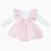 Baby Girl Pink Fairy Print Frilly Shoulder Puff Dress with Pants "MYD25259"