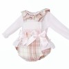 Baby Girl Pink Tartan Woven Frilly Romper with Shirt "MYD25241"