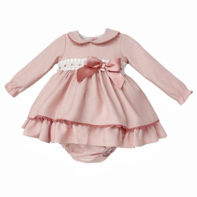 Baby Girl Dusty Pink Cozy Cotton Puff Ball Dress with Pants "MYD25260"
