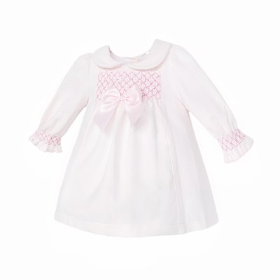 Baby Girl Pink Waffle Smocked Puff Dress "2536"