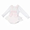Baby Girl Pink Waffle Frilly Bottom Romper with Shirt "2537"
