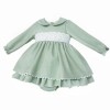 Baby Girl Winter Cozy Soft Cotton Green Puff Ball Dress with Pants "MYD25270"