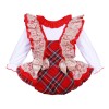 Baby Girl Red Tartan Frilly Shoulder Romper with Shirt "2165 R"