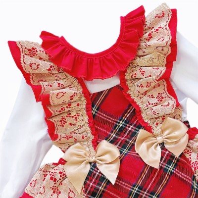 Baby Girl Red Tartan Frilly Shoulder Romper with Shirt "2165 R"
