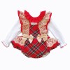 Baby Girl Red Tartan Frilly Shoulder Romper with Shirt "2165 R"