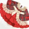 Baby Girl Red Tartan Puff Ball Dress Camel Lace "1983"