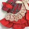 Baby Girl Red Tartan Puff Ball Dress Camel Lace "1983"