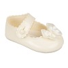 Ivory Patent Pram Shoes with Satin Bow