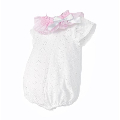 Baby Girl White Embroidery Frilly Collar Romper "MYD26003"