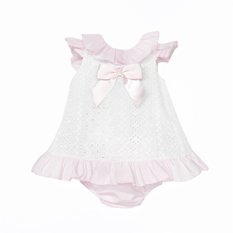 Baby Girl White Embroidery Frilly Dress with Pants "MYD26004"