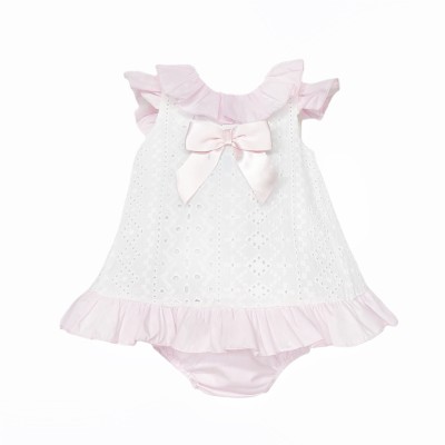 Baby Girl White Embroidery Frilly Dress with Pants "MYD26004"