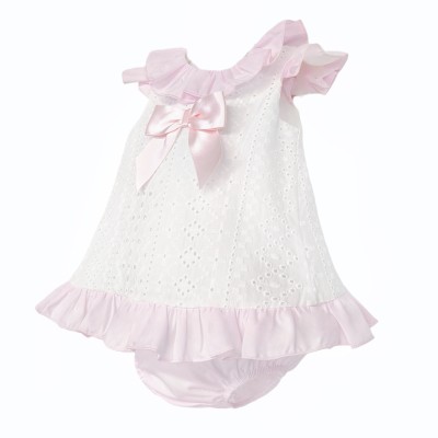 Baby Girl White Embroidery Frilly Dress with Pants "MYD26004"