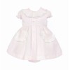 Baby Girl Pink Cotton Smocked Collar Puff Dress with Pants "MYD26013"