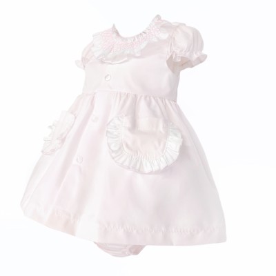 Baby Girl Pink Cotton Smocked Collar Puff Dress with Pants "MYD26013"