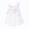 Baby Girl White Waffle with Pink Bow Dress "2602 WP"