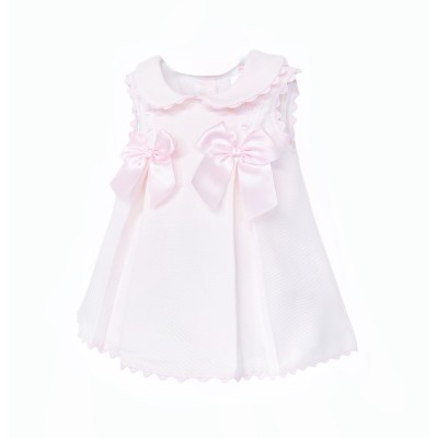 Baby Girl Pink Waffle with Pink Bow Dress "2603"