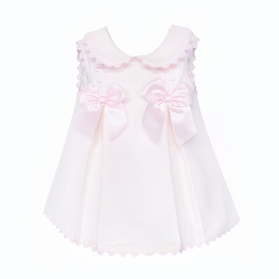 Baby Girl Pink Waffle with Pink Bow Dress "2603"