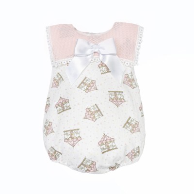 Baby Girl Pink Rocking Horse Big Collar Romper "MYD26046"