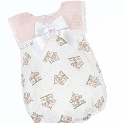 Baby Girl Pink Rocking Horse Big Collar Romper "MYD26046"